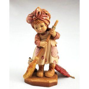 ANRI 4” Carved Figurine “Sweeping” c.1983 Sarah Kay Valentine